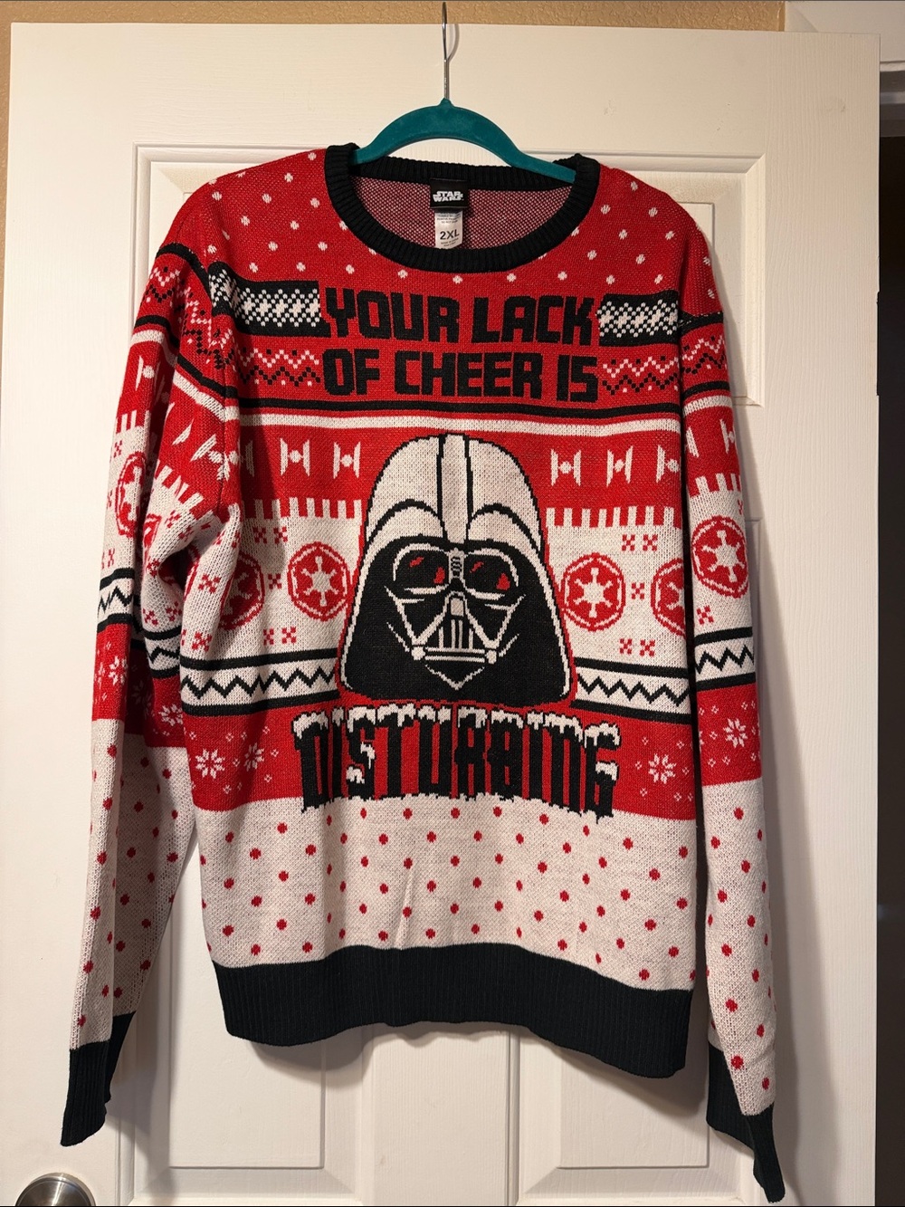 Star Wars Red, White & Black Darth Vader Crewneck Sweater - Men's